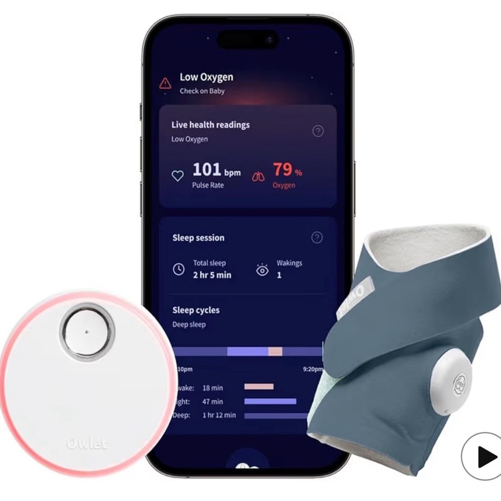 Owlet Baby Monitor Sock - Blue and White